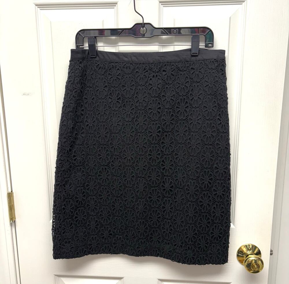 Talbots Skirt Black Lace Pencil Lined Straight NWOT, Women's Size 6